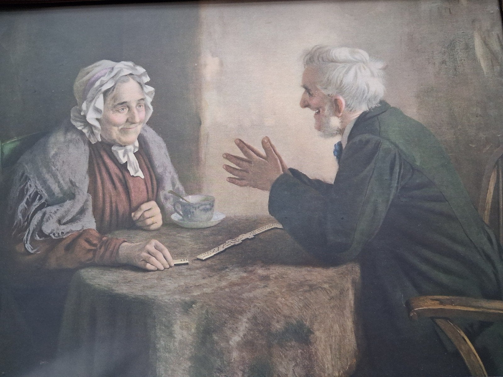 Ouderwets  gezellig  schilderij, Antiek en Kunst, Ophalen