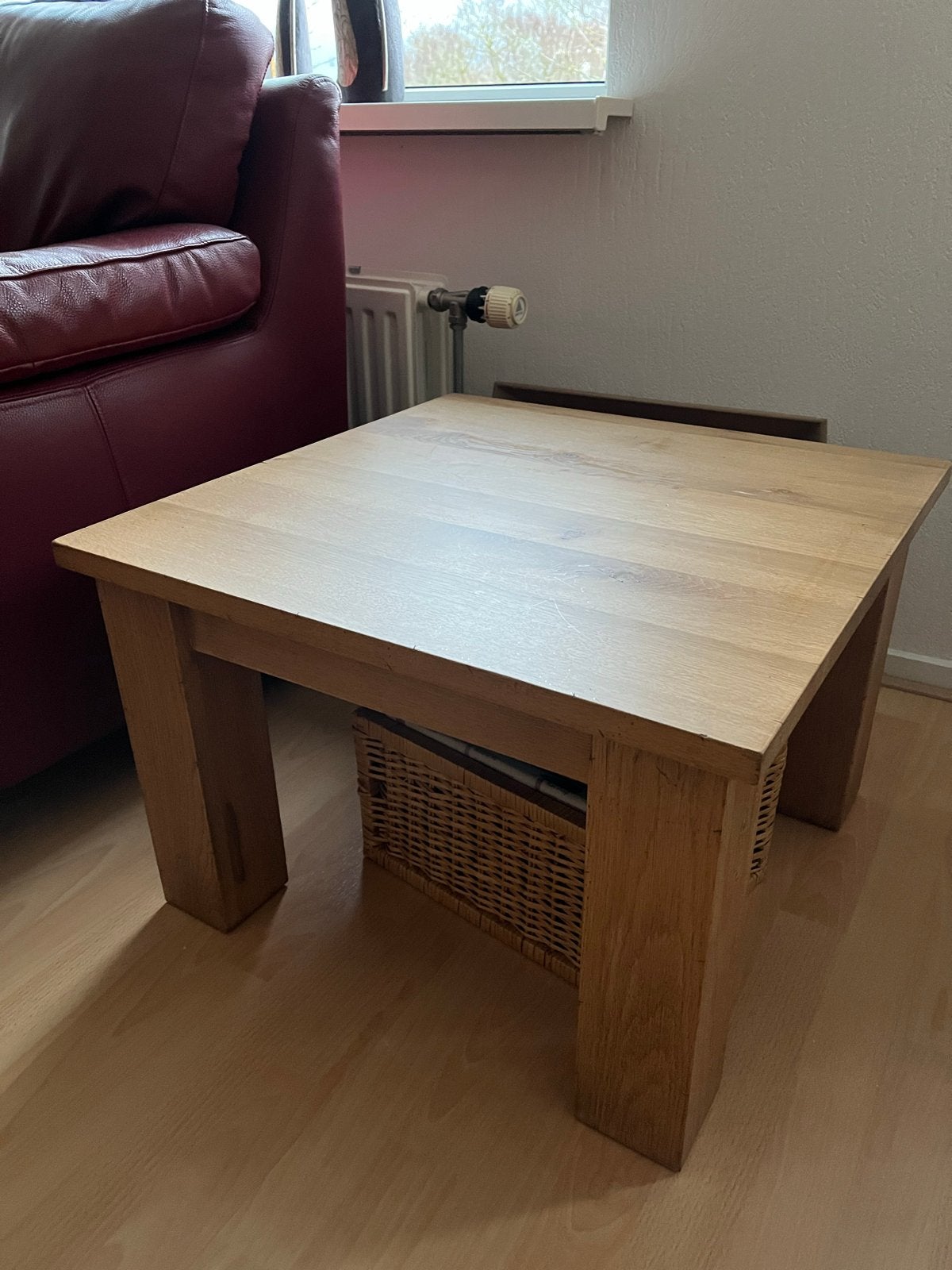 Massief eikenhouten bijzettafel, Huis en Inrichting, Ophalen, Gebruikt, 50 tot 100 cm, 5 – 50