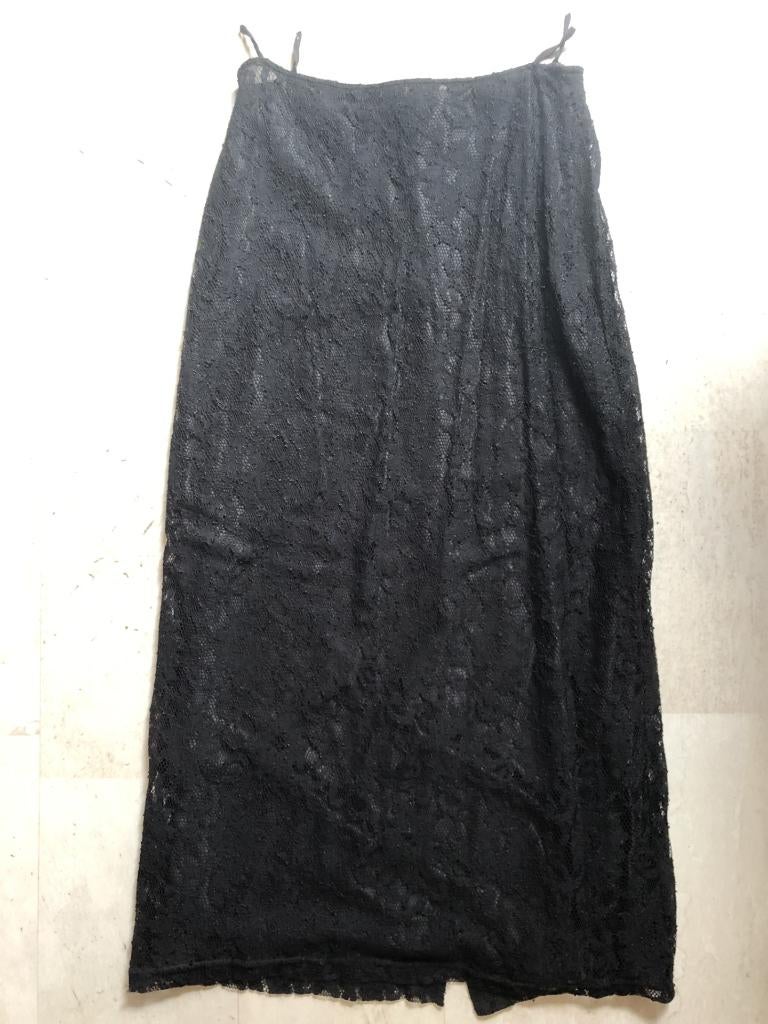 V) DD27 GINA umberto zwarte gevoerde kanten lange rok maat L, Kleding | Dames, Maat 38/40 (M), Verzenden, Zwart, Zo goed als nieuw