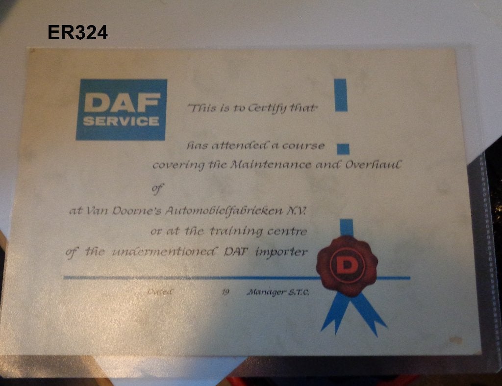 daf trucks certificaat, Ophalen of Verzenden, Zo goed als nieuw