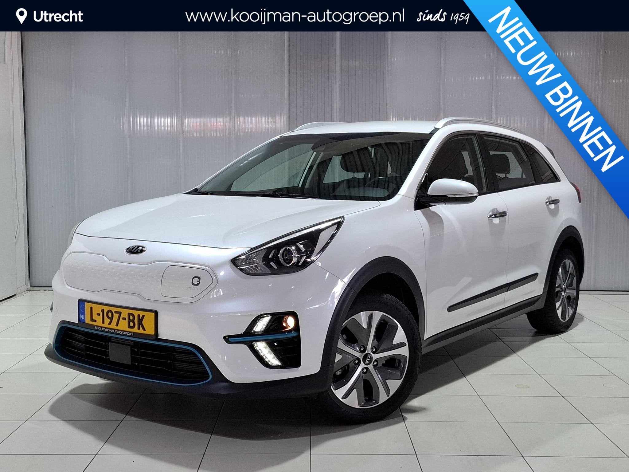 Kia e-Niro DynamicLine 64 kWh SOH 100% , 100% EV, Sper accu,, Auto's, Kia, Gebruikt, 1712 kg, Leder en Stof, Wit