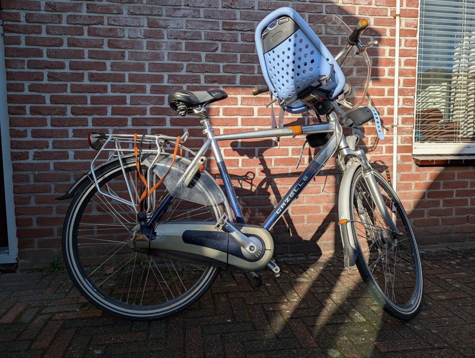 Gazelle herenfiets met 8 versnellingen en kinderzitje, Fietsen en Brommers, Ophalen, Versnellingen, Gazelle, Trommelrem