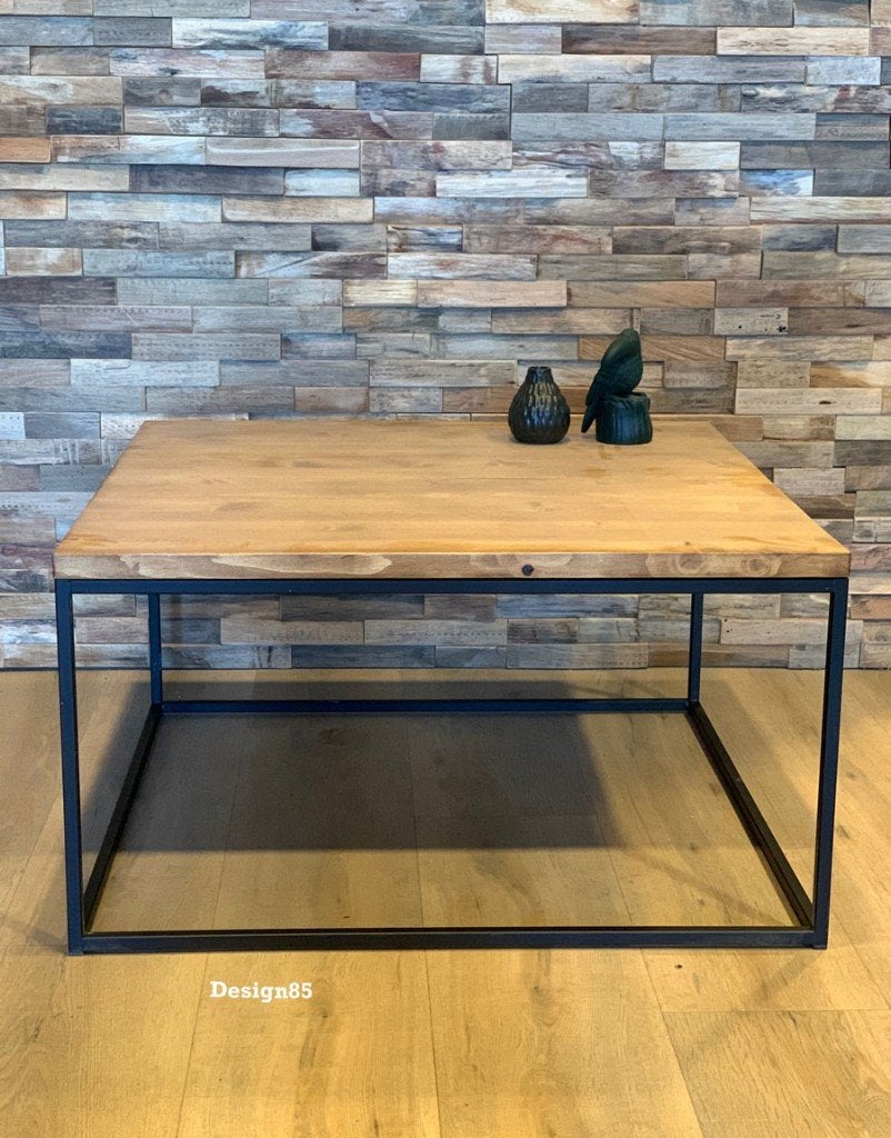 Industriele salontafel I Showroom opruiming, Overige houtsoorten, 50 tot 100 cm, Vierkant, Nieuw