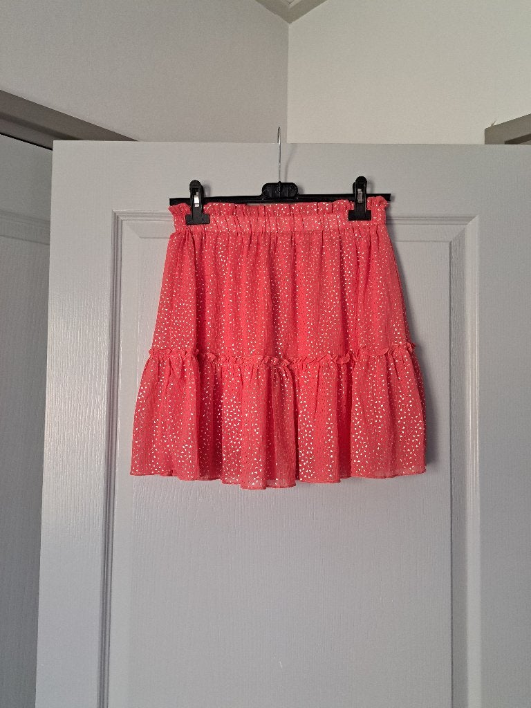 Prachtig rokje van Flamant Rose, maat M. Koraal met goud., Maat 38/40 (M), Overige kleuren, Zo goed als nieuw, Boven de knie