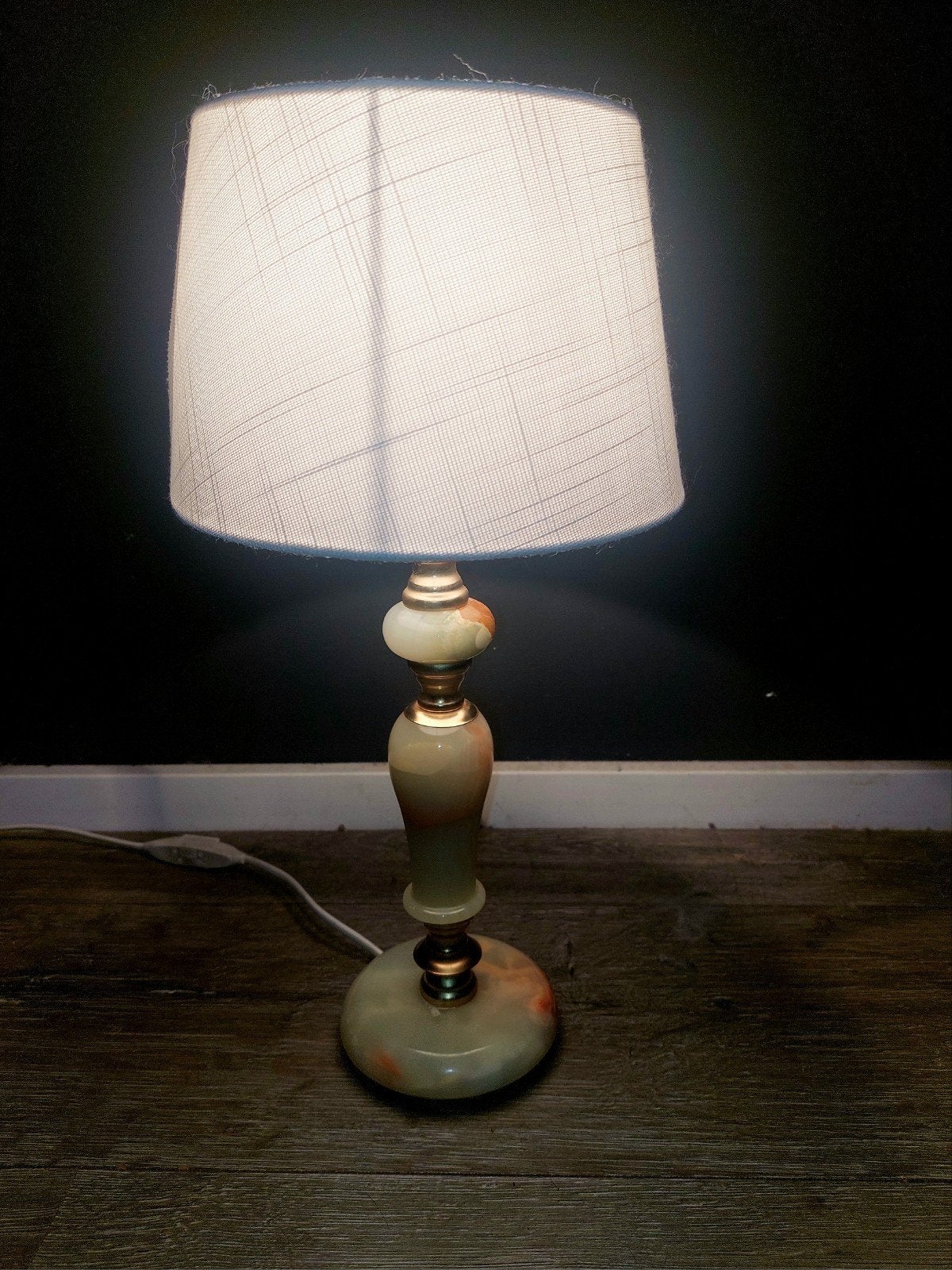 Vintage Onyx Buro Lampje - Sfeervolle Tafellamp, Huis en Inrichting, Lampen | Tafellampen, Ophalen of Verzenden, Gebruikt, Overige materialen
