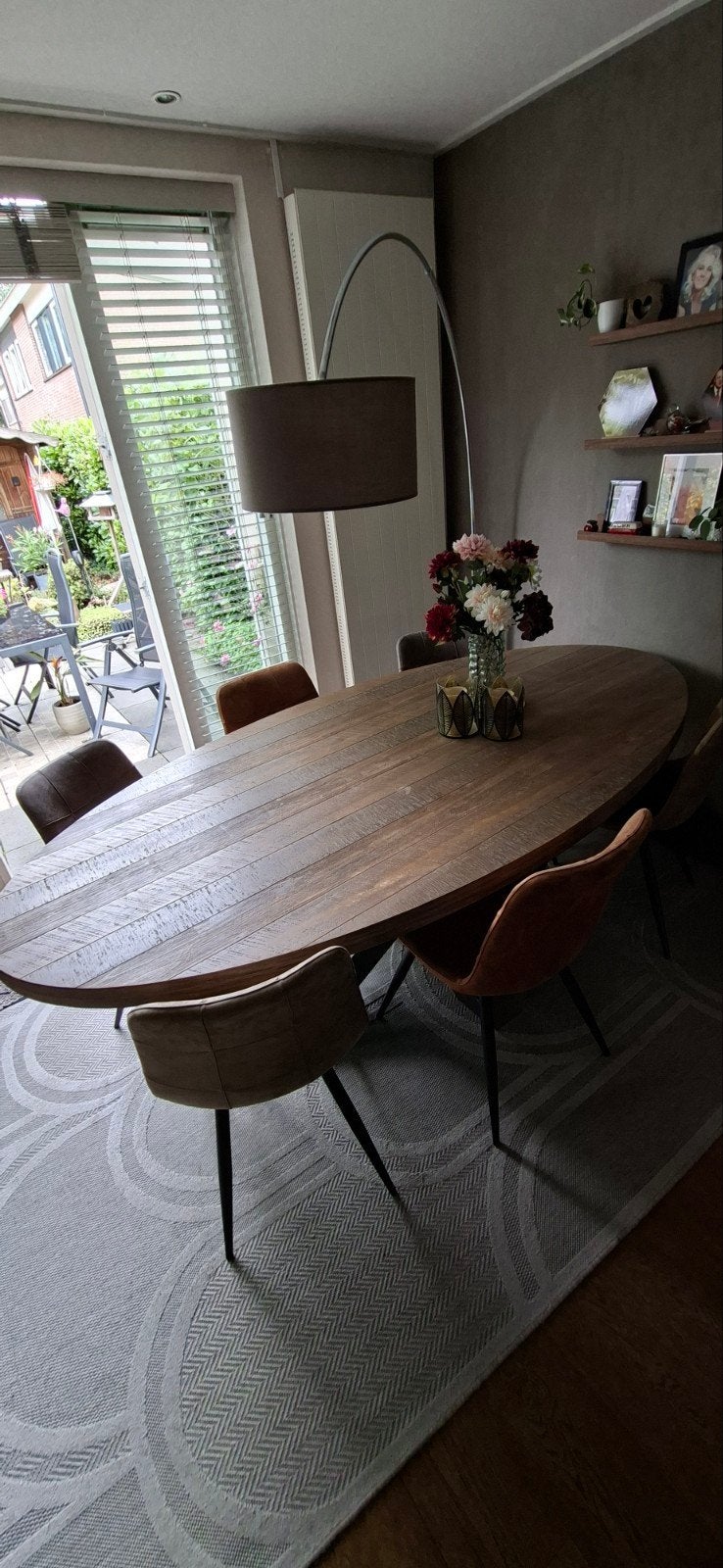 Mango houten ovale tafel., Ophalen, Overige materialen, 100 tot 150 cm, 200 cm of meer