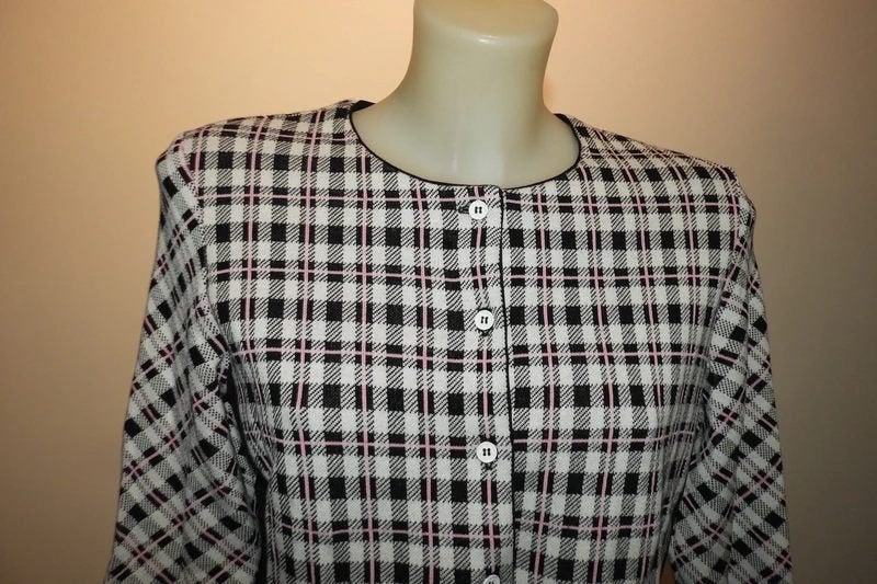 Marccain vest mooie ruitjes print zwart wit roze Als NieuwN3, Maat 38/40 (M), Zo goed als nieuw, Marccain, Meerkleurig