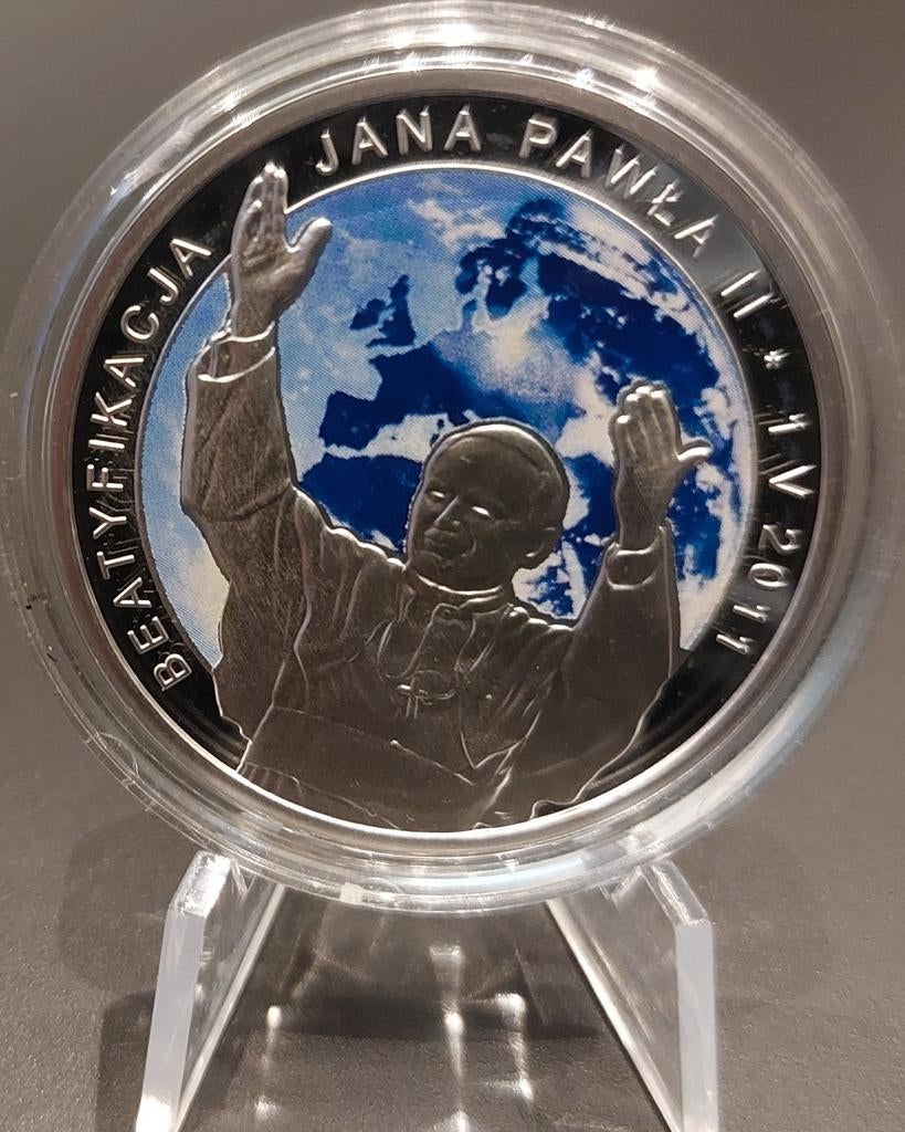 Zilveren Poolse munt 28.28 gram - Johannes Paulus II, Verzenden, Polen, Losse munt, Zilver