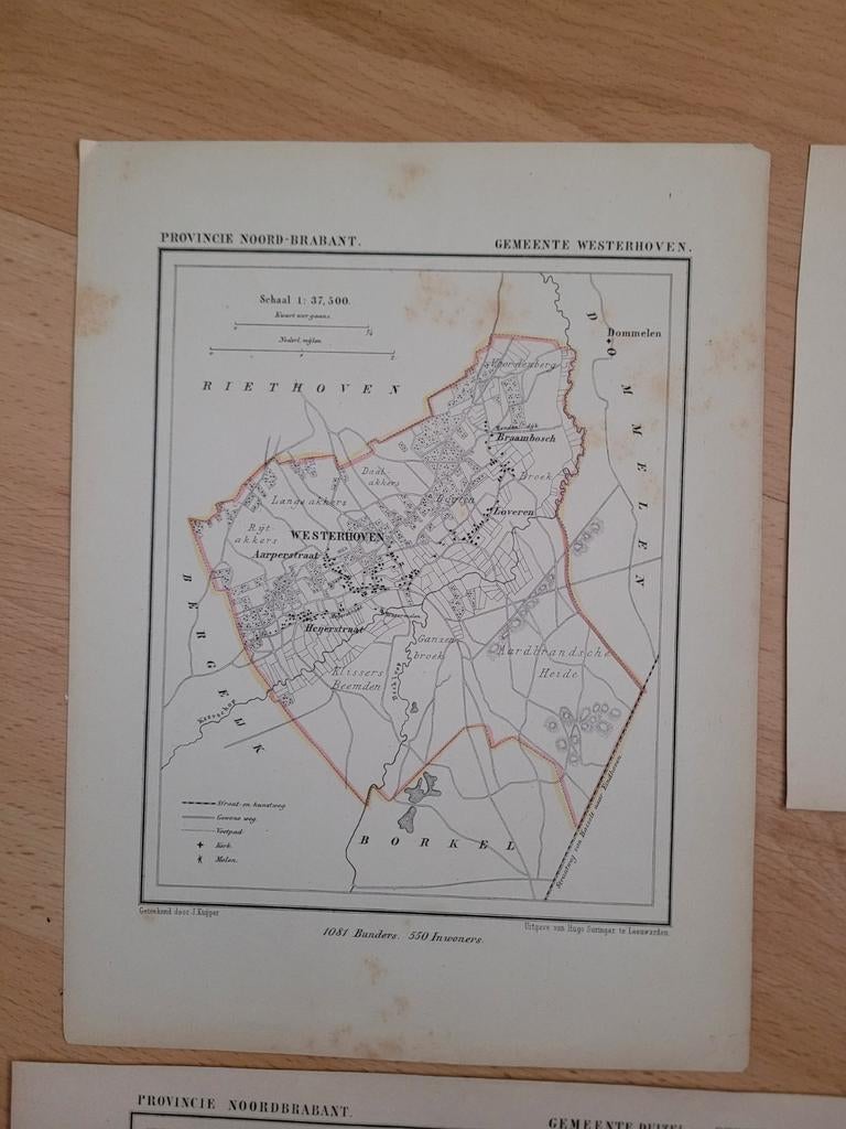 Kadasterkaarten Kuijper Westerhoven Borkel Hoogeloon, Verzamelen, Ansichtkaarten | Nederland, Ophalen of Verzenden, 1980 tot heden