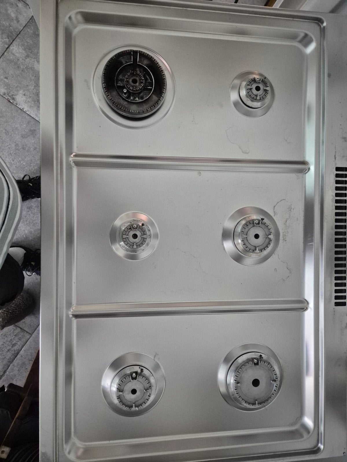 6 pits gasfornuis Smeg zwart / rvs, Ophalen, Gebruikt, Hete lucht, 60 cm of meer
