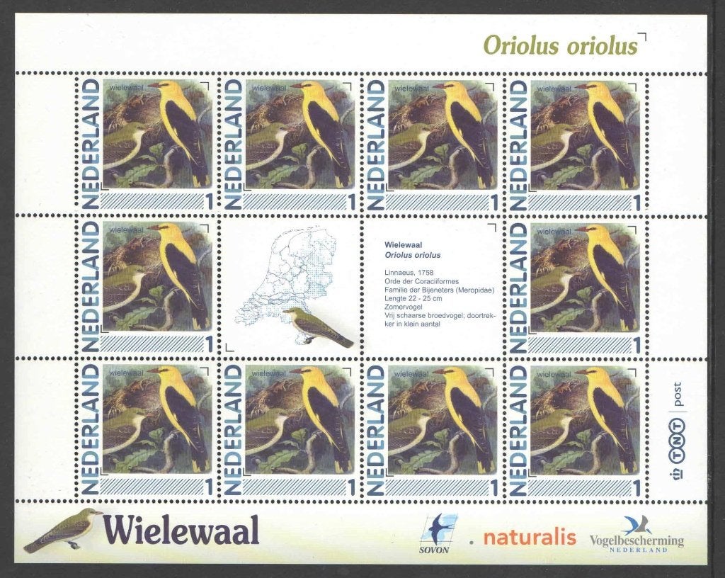 Postzegels vogels in Nederland: Wielewaal, Postzegels en Munten, Ophalen of Verzenden, Na 1940, Postfris