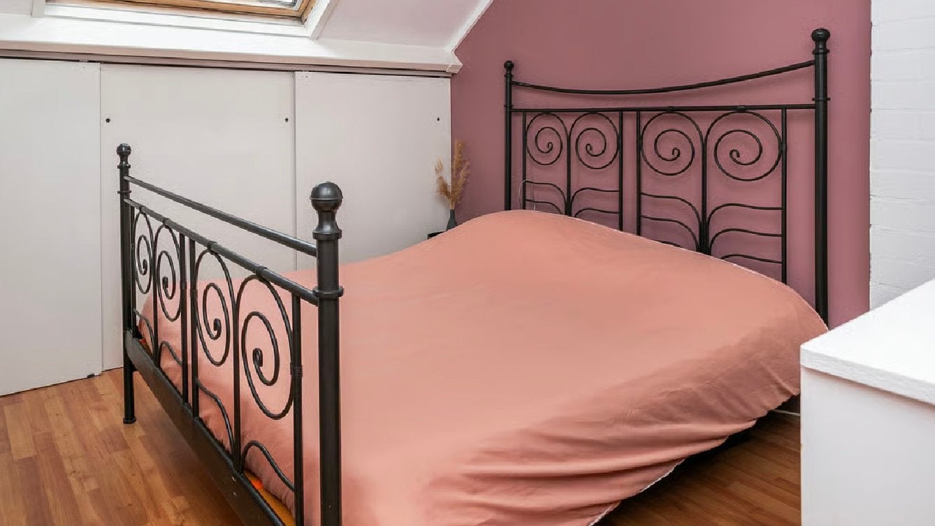 Ikea Noresund bedframe zwart metaal incl. lattenbodems, Ophalen, Zwart, Tweepersoons, 140 cm