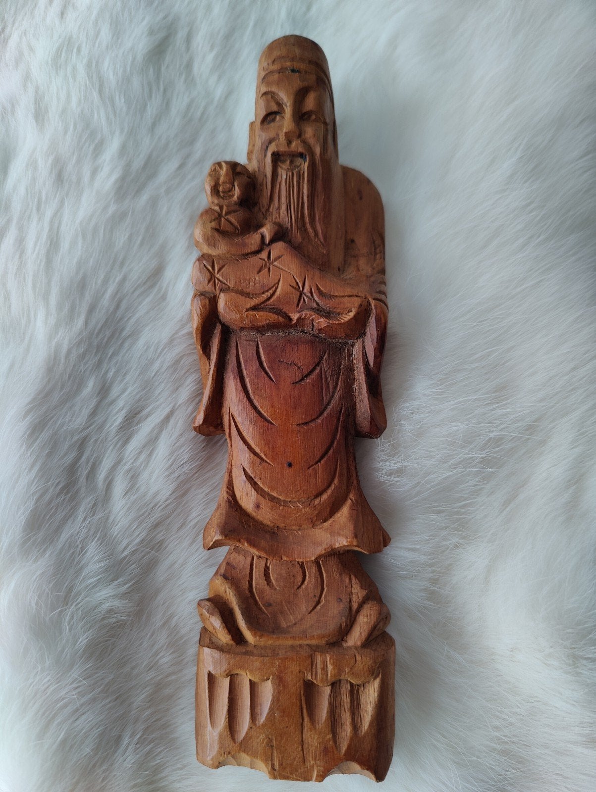 Oude hand gesneden Chinese beeld van een sterregod, Ophalen of Verzenden, 20 - 50 cm, Beeld, Hout