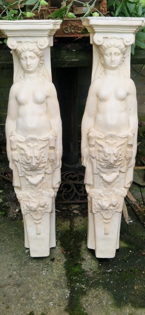 2 (H91cm)neoklassieke decoratie consoles(kariatiden)brocante, Ophalen, Gebruikt, Beton, Overige typen
