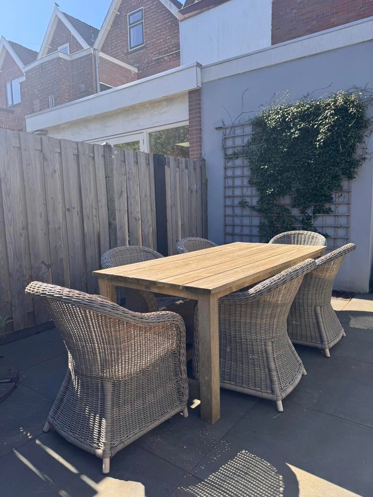 Nette tuinset met 6 Applebee stoelen, Tuin en Terras, Tuinsets en Loungesets, Ophalen, Gebruikt, Eettafel, 6 zitplaatsen