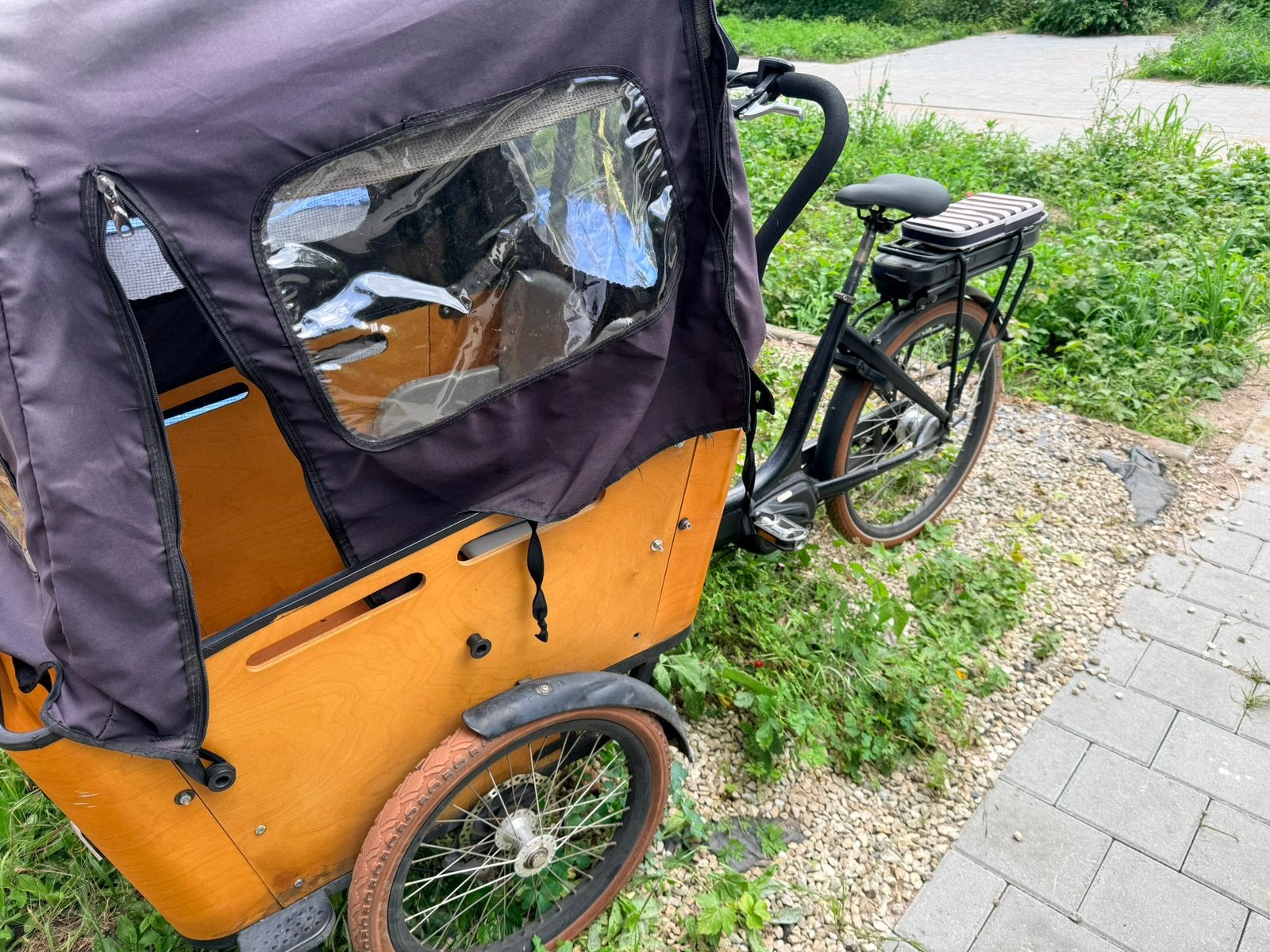 Bakfiets vogue carry3, Gebruikt, Huif, 2 kinderen, Ophalen