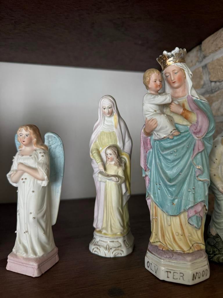 Porseleinen Beeldjes: Maria, Jozef, Jezus en Engelen, Antiek en Kunst, Antiek | Religie, Ophalen