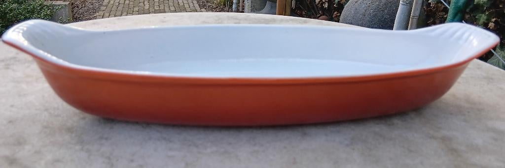 DRU vintage gietijzer ovenschaal smal en diep 32 cm (G334), Gietijzer, Overige typen, Ophalen of Verzenden, Zo goed als nieuw
