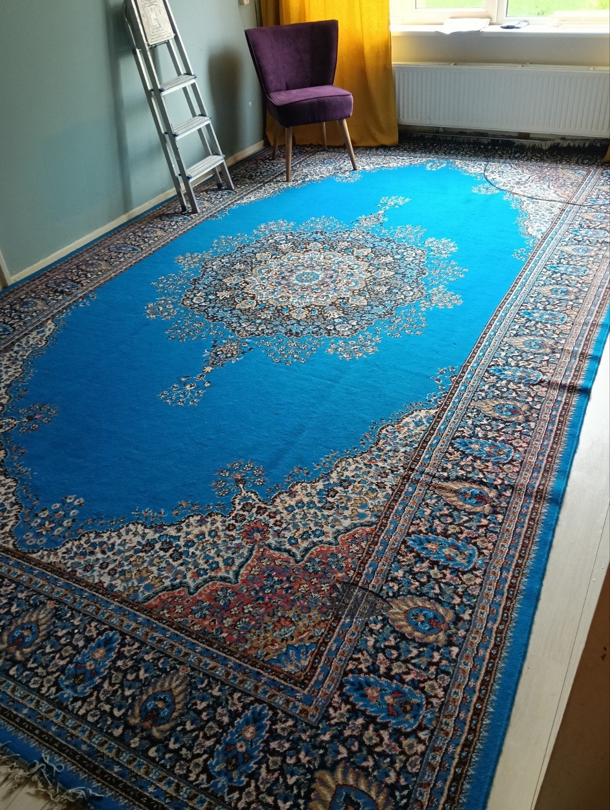 Perzisch dik tapijt, koningsblauw 470 cm x 280 cm, Huis en Inrichting, Stoffering | Tapijten en Kleden, Ophalen, Gebruikt, Blauw