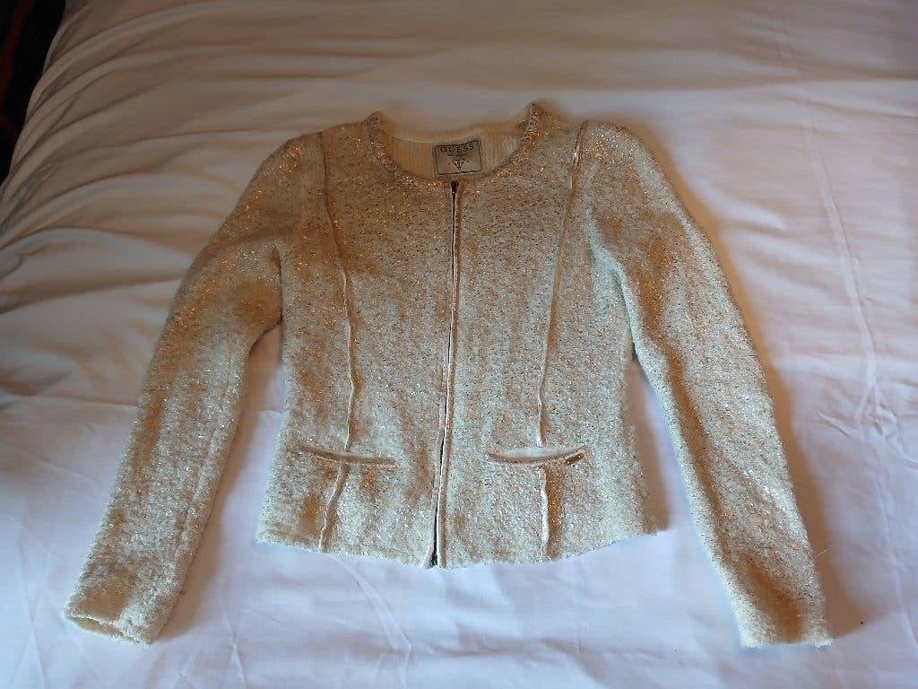 creme wit met goud jasje of vest van Guess Los Angeles mt 36, Guess, Wit, Ophalen of Verzenden, Zo goed als nieuw