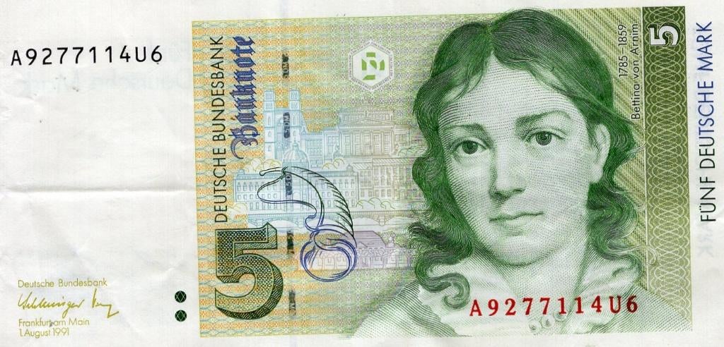 Bankbiljet:  Duitsland, 5 Mark, 1991, Postzegels en Munten, Bankbiljetten | Europa | Niet-Eurobiljetten, Verzenden, Duitsland