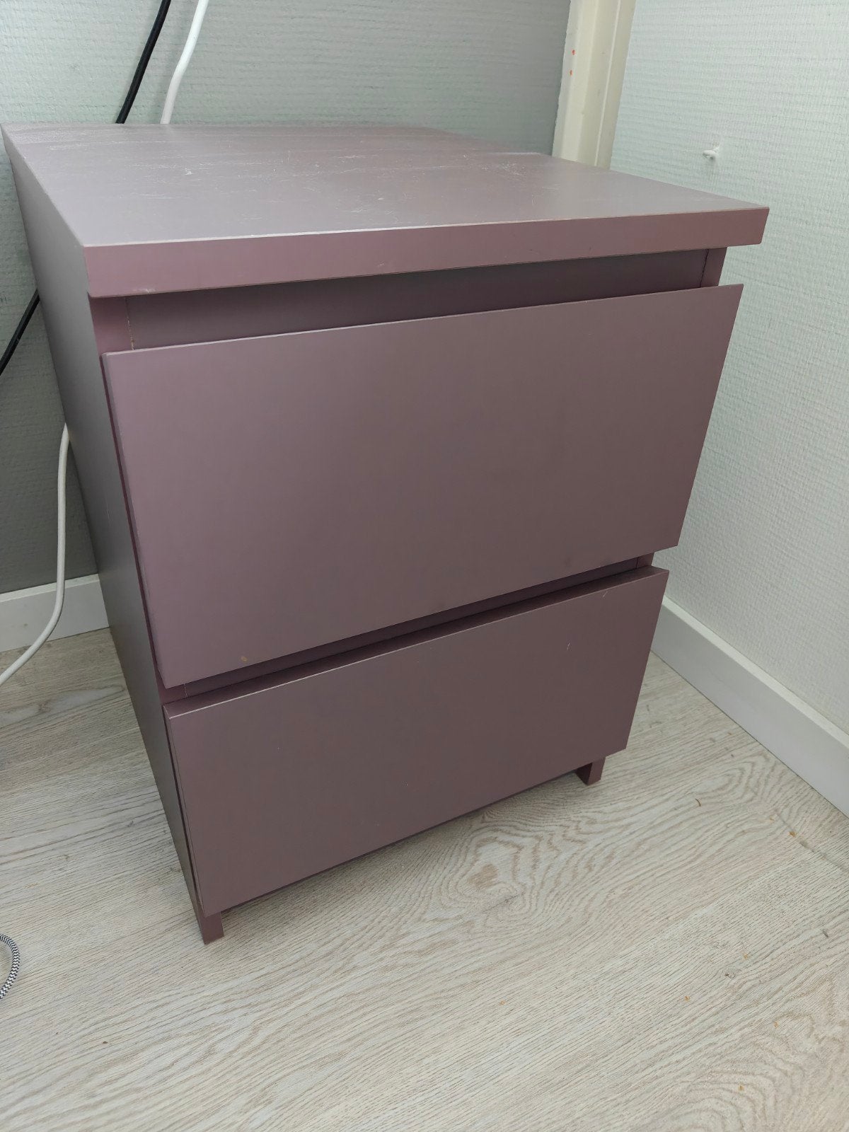 Ikea MALM ladekast paars met 2 lades, Ophalen, Minder dan 50 cm, Gebruikt, 1 of 2 laden
