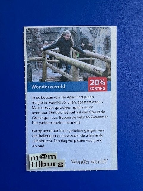 Wonderwereld 20% korting tot 1-7-2027, Drie personen of meer, Kortingsbon, Overige typen