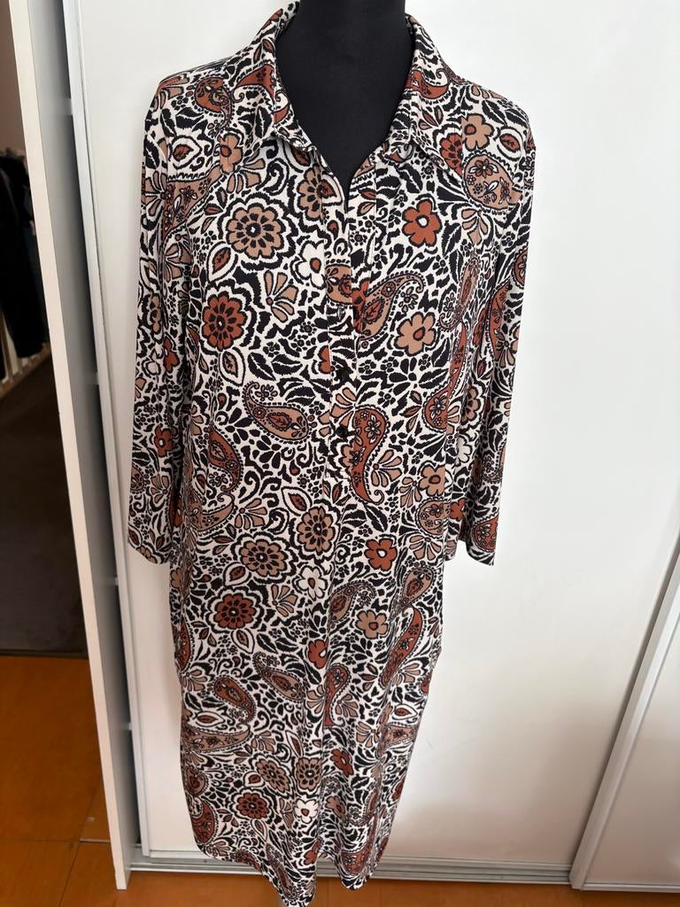 Angelle Milan Dames Jurk Beige Bruin XXL, Ophalen of Verzenden, Zo goed als nieuw, Maat 46/48 (XL) of groter, Beige
