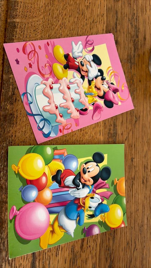 2 nieuwe disney kaarten Mickey mouse, Ophalen of Verzenden, Mickey Mouse, Zo goed als nieuw
