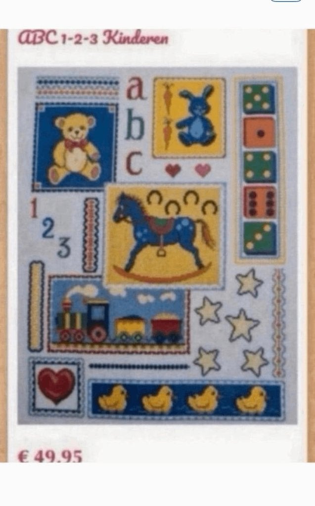 BORDUURPAKKET ABC 1-2-3 KINDEREN GROOT, Verzenden, Nieuw, Handborduren, Borduurpakket