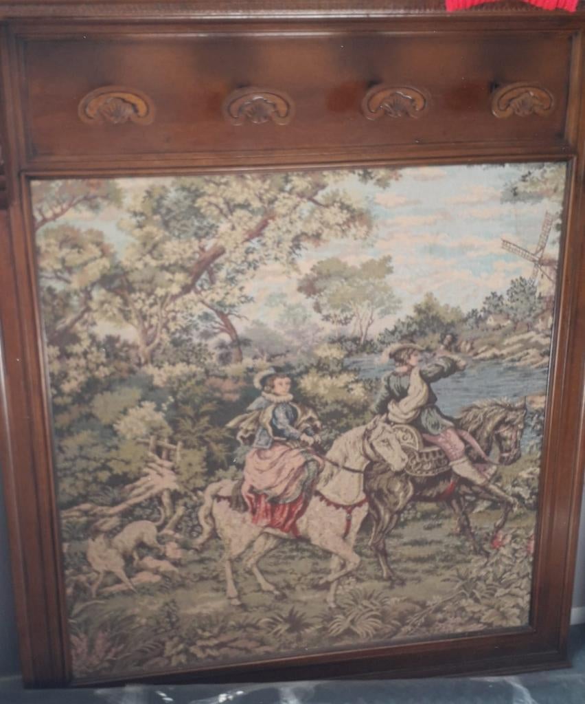 Barok kapstok met wandtapijt, 115x136 cm, Wandkapstok, Gebruikt, 100 tot 150 cm, Ophalen of Verzenden