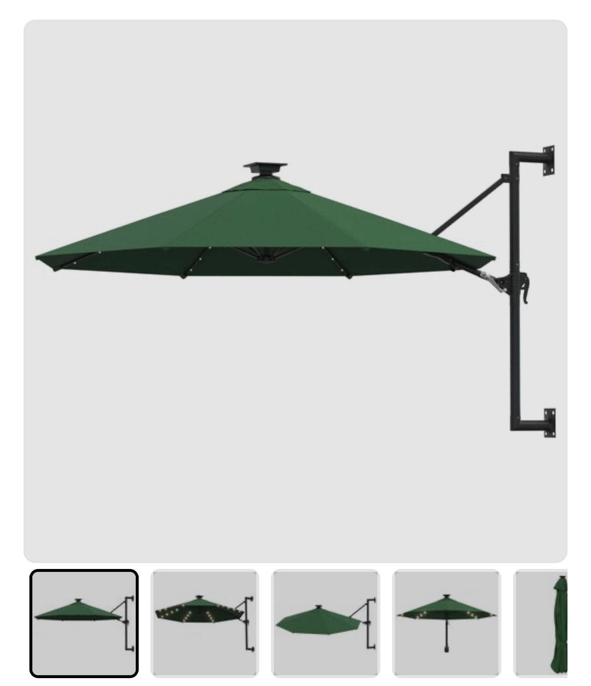 Wandparasol 300 cm met solar ledverlichting, Tuin en Terras, Ophalen, Muurparasol, Verstelbaar, Nieuw