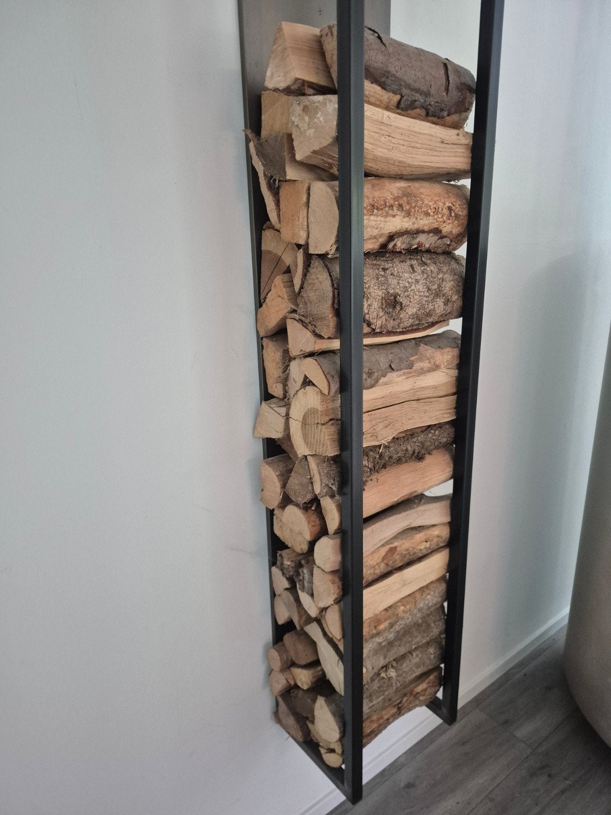 Stalen houtrek voor haardhout opslag. 167x30cm, Ophalen, Metaal, Industrieel, Gebruikt