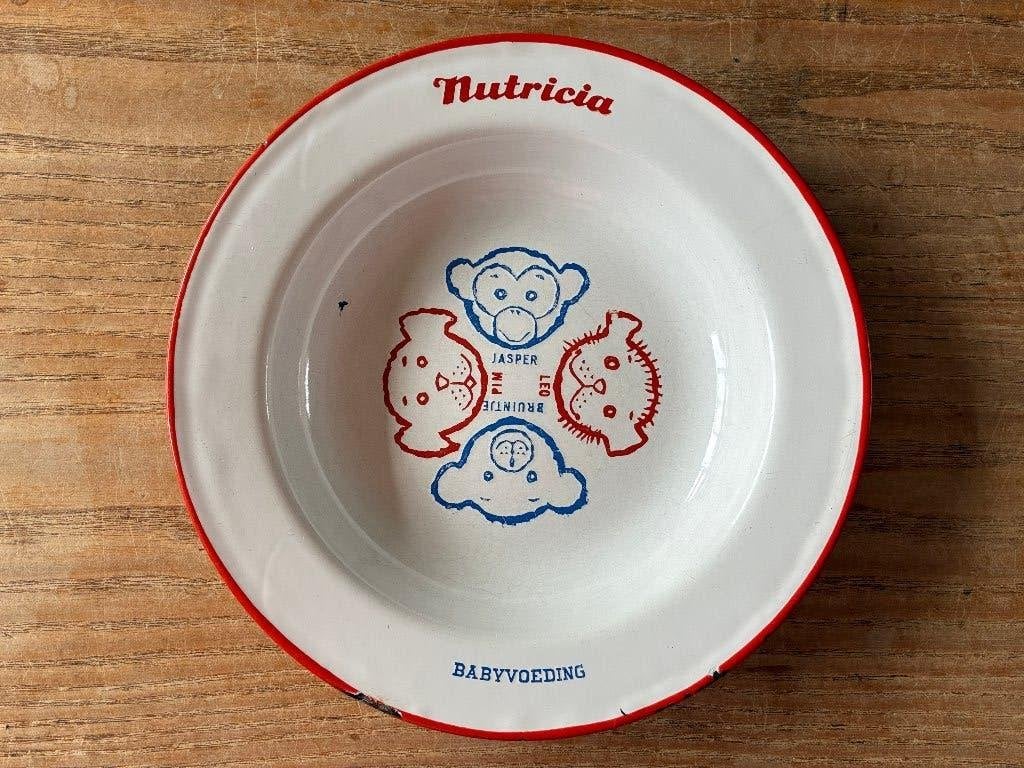 Vintage emaille Nutricia babyvoeding bord kinderbord bordje, Ophalen of Verzenden