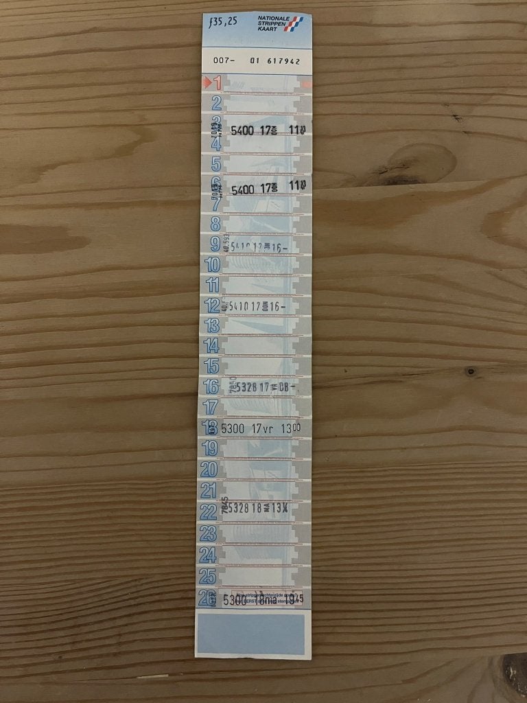 Nationale strippenkaart groot blauw (Guldens) 1x, Ophalen, Gebruikt, Bus of Metro, Overige typen