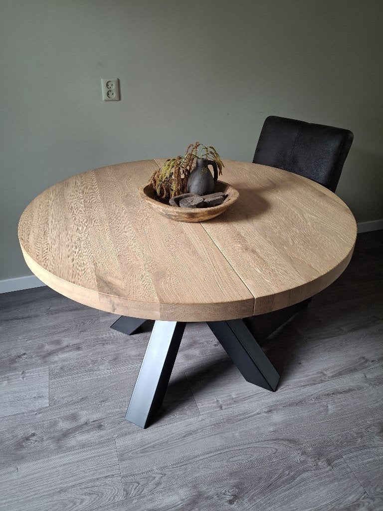 eiken houten eet tafel, Ophalen, 150 tot 200 cm, Eikenhout, Zo goed als nieuw