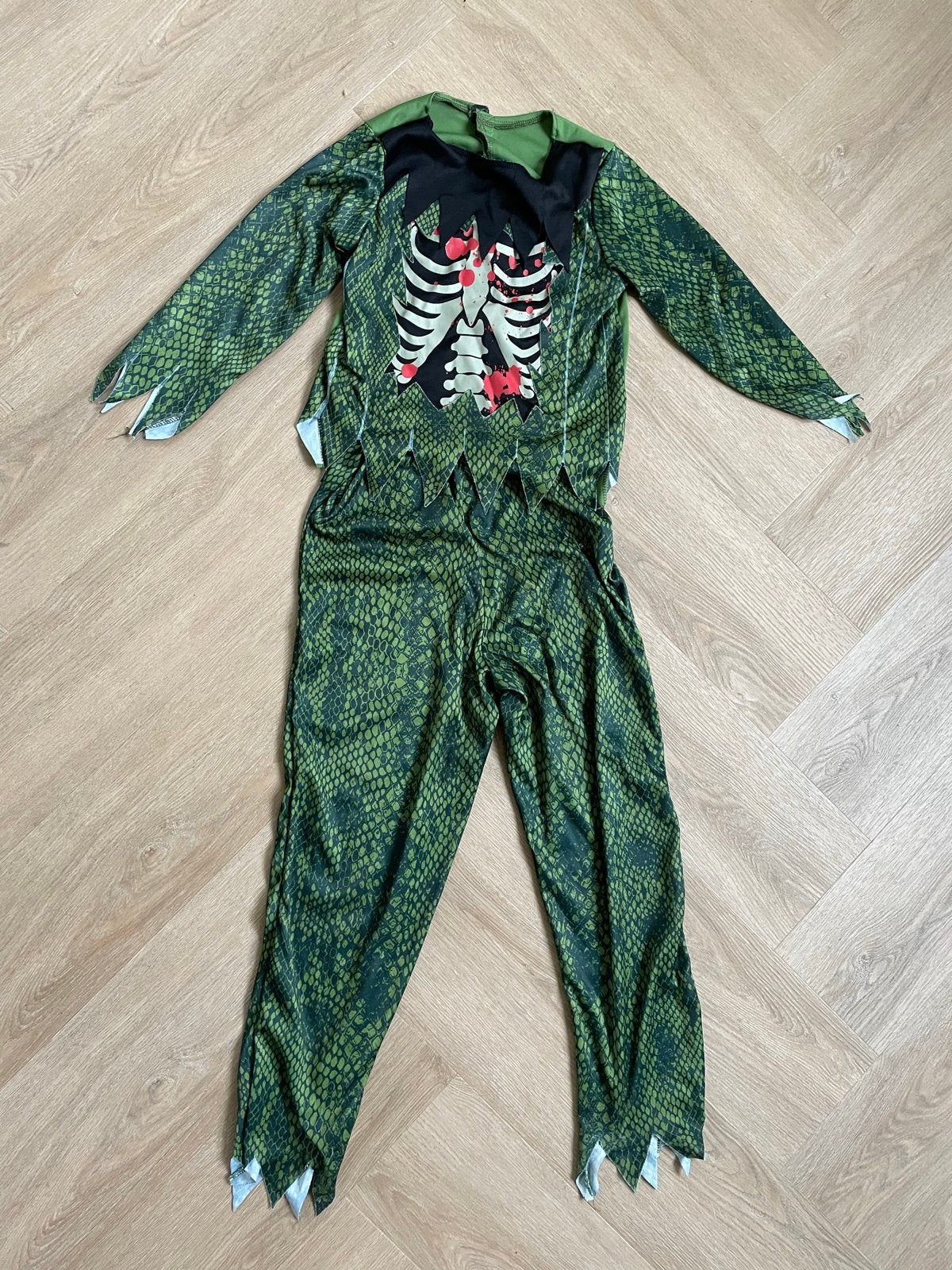 Halloween Groen skelet kostuum voor kinderen, Verzenden, Zo goed als nieuw, 122 t/m 128, Jongen of Meisje