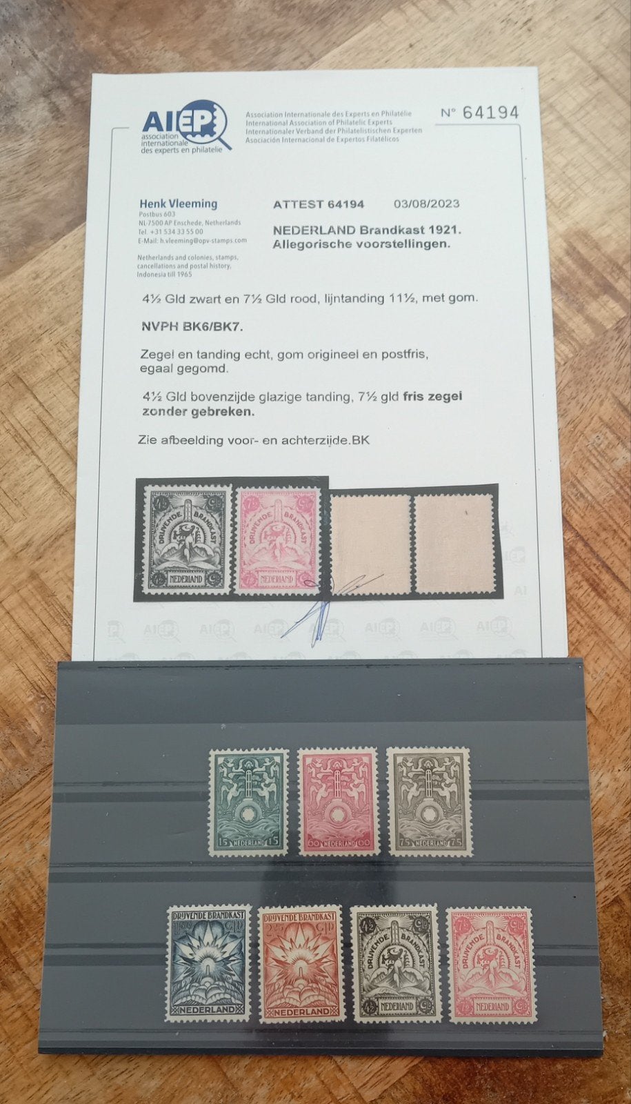 NVPH BK1/BK7 Postfris met Certificaat en ook Ongebruikt, Postzegels en Munten, Ophalen of Verzenden, T/m 1940, Postfris