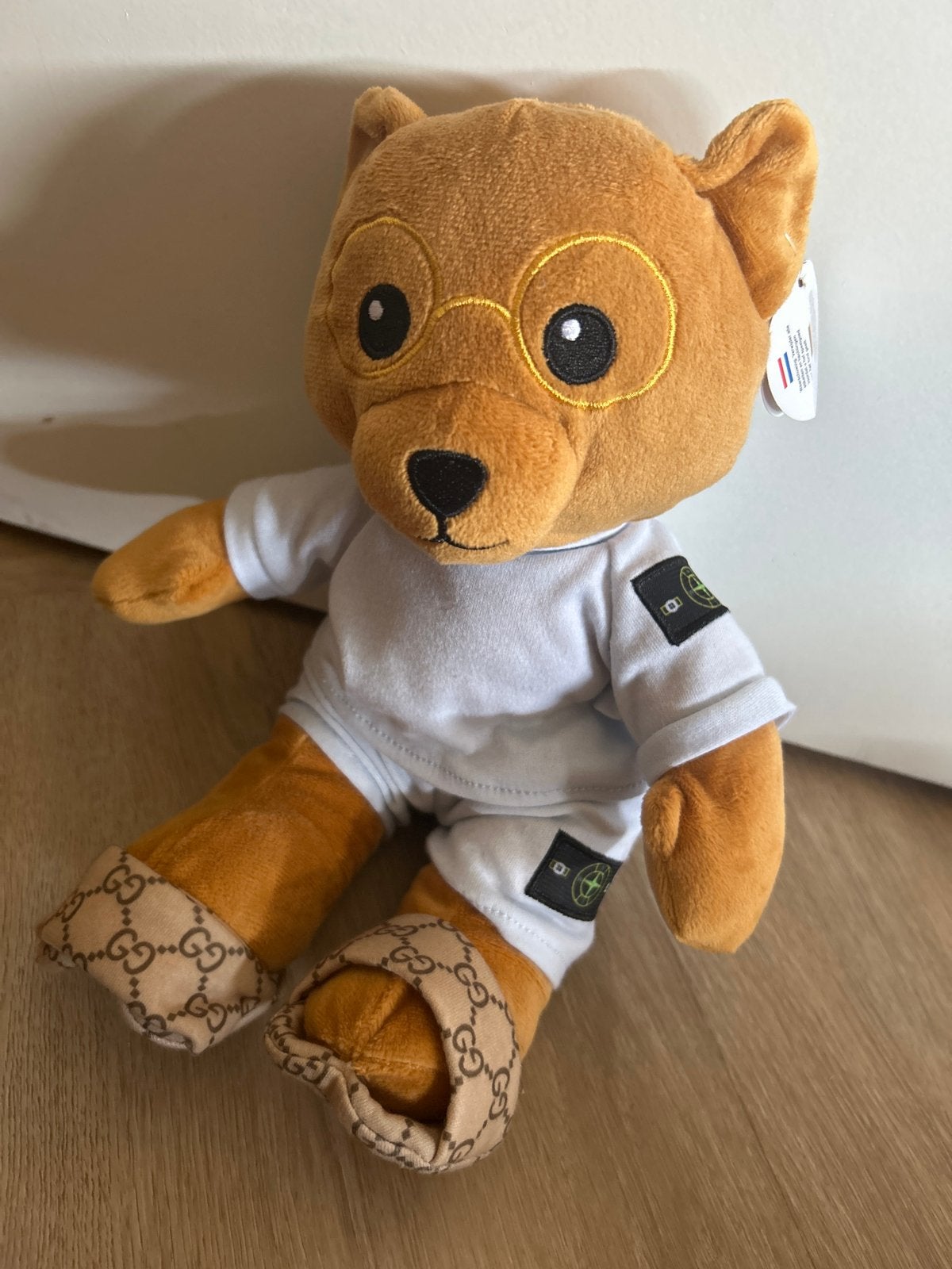 Knuffelbeer met bril en kleding, Overige merken, Overige karakters, Beer, Ophalen of Verzenden