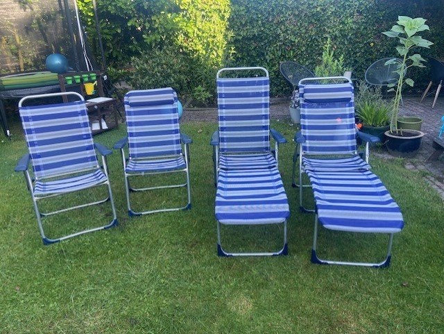 Crespo campingstoelen 4x + voetenbanken 2x, Ophalen, Gebruikt, Campingstoel