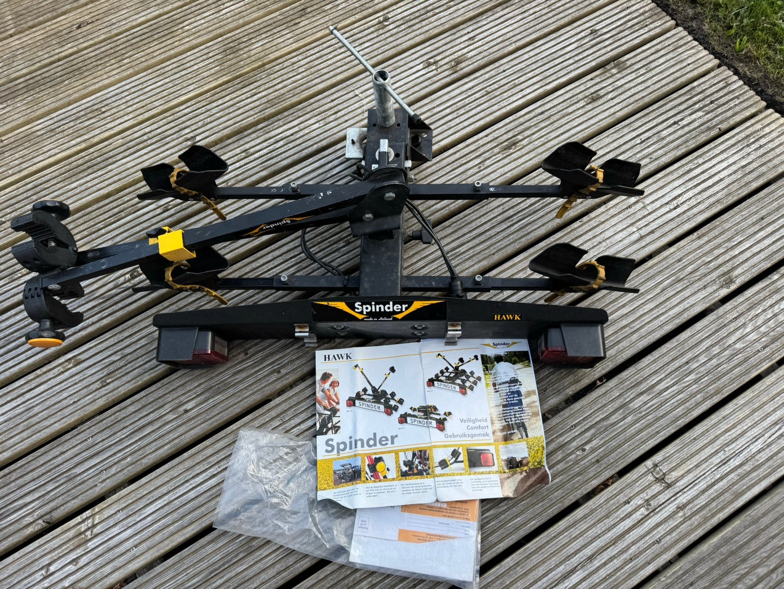 Fietsendrager Hawk Spinder, Auto diversen, Fietsendragers, Ophalen, 2 fietsen, Gebruikt, Trekhaakdrager