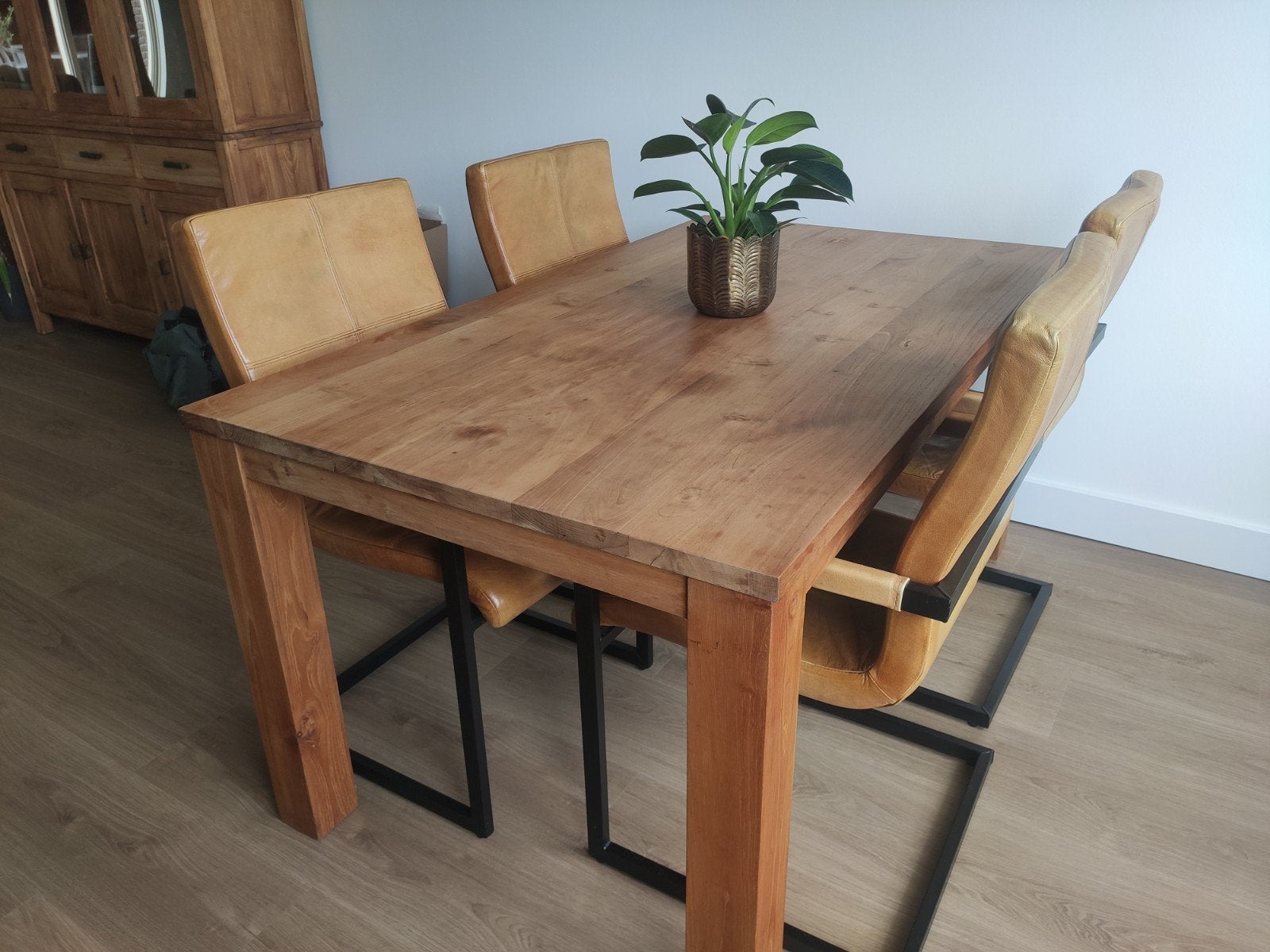 Teakhouten eettafel 160x99, Ophalen, Gebruikt, 50 tot 100 cm, 150 tot 200 cm