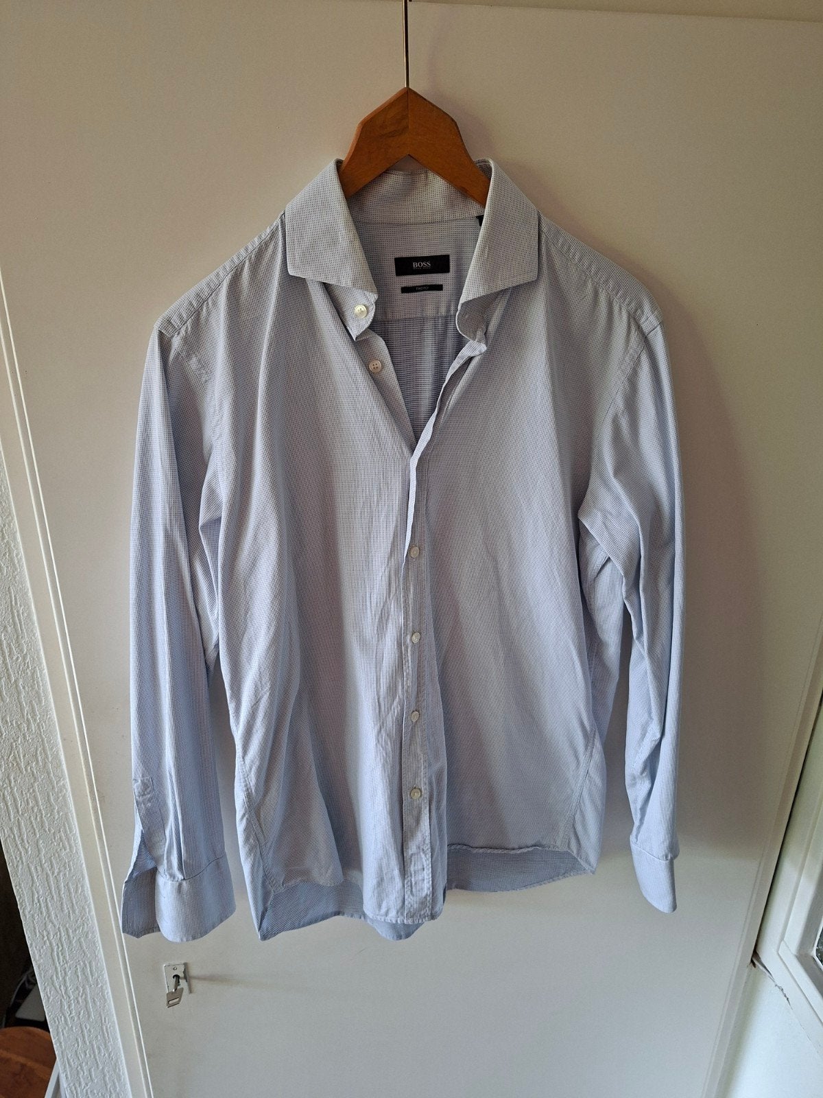 BOSS Hugo Boss overhemd - Maat 41 (L), Kleding | Heren, Overhemden, Zo goed als nieuw, Halswijdte 41/42 (L), Blauw, Ophalen of Verzenden