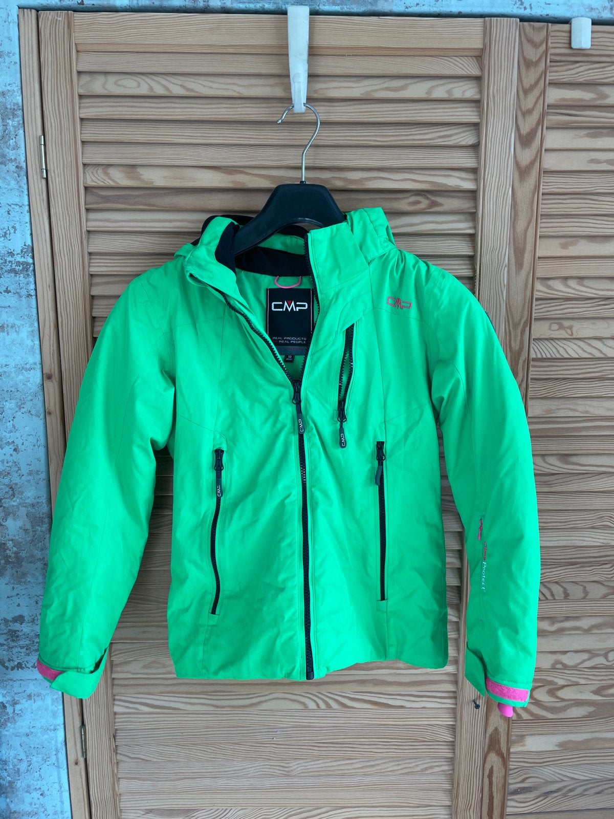 CMP ski-jas/winterjas neon groen maat 10 jaar, Ophalen of Verzenden, Zo goed als nieuw, Maat 38/40 (M), Jack