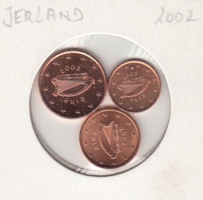 Ierland setje 1, 2 en 5 eurocent 2002 UNC, Ophalen of Verzenden, Ierland, Overige waardes, Setje