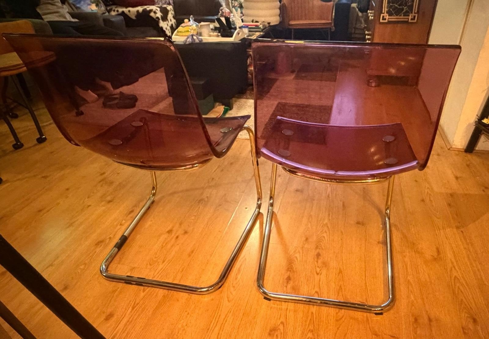 Ikea Tobias stoelen - Paars transparant (2 stuks), Huis en Inrichting, Ophalen, Twee, Overige kleuren, Modern, Design, Transparant