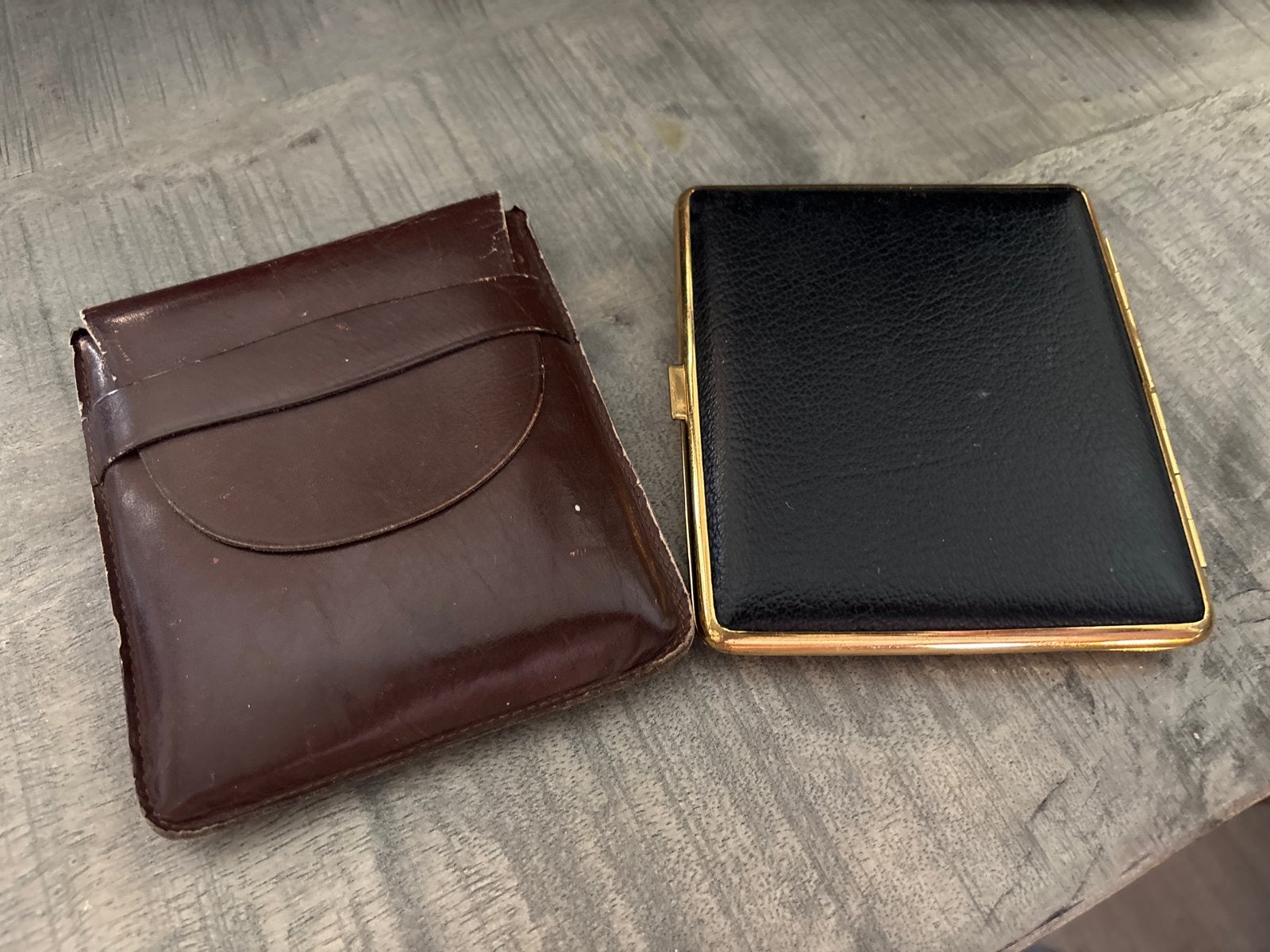 2 Sigaren Etui's - Vintage Leren en Metaal, Ophalen of Verzenden, Gebruikt