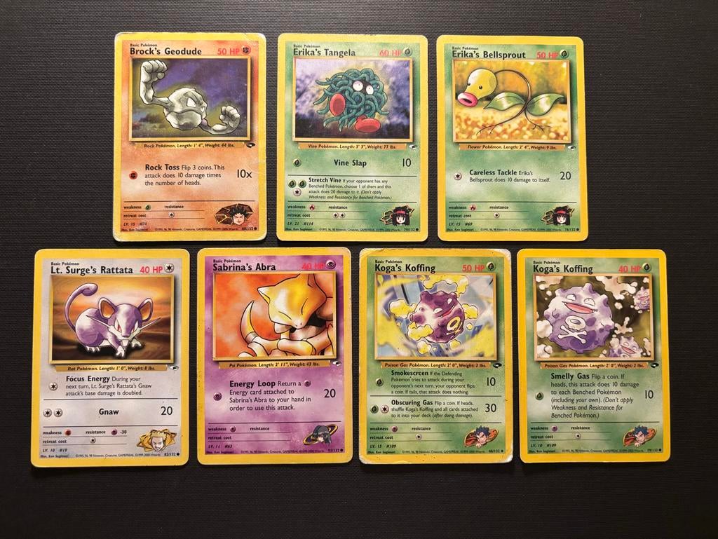 Pokémon Gym Heroes kaarten set - 7 stuks, Ophalen of Verzenden, Zo goed als nieuw, Meerdere kaarten