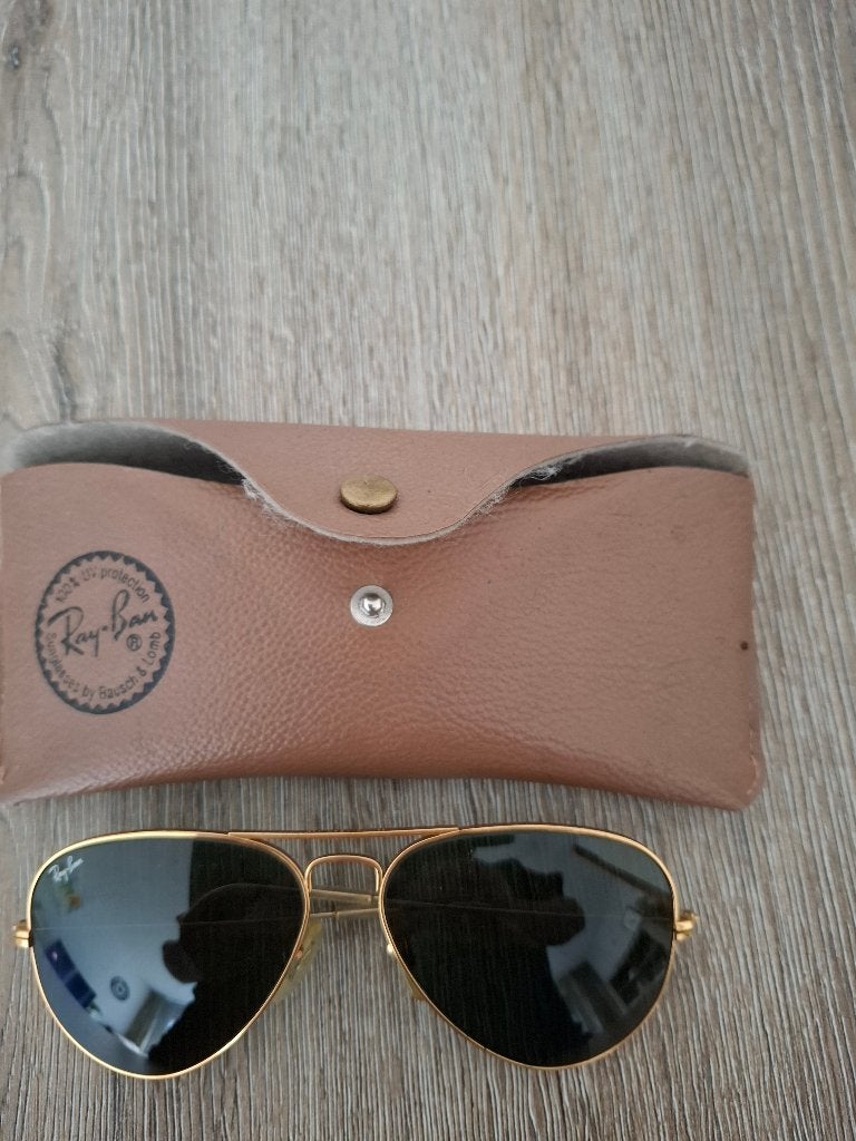 Ray-Ban Aviator zonnebril met etui, Gebruikt, Zonnebril, Overige kleuren, Ophalen of Verzenden