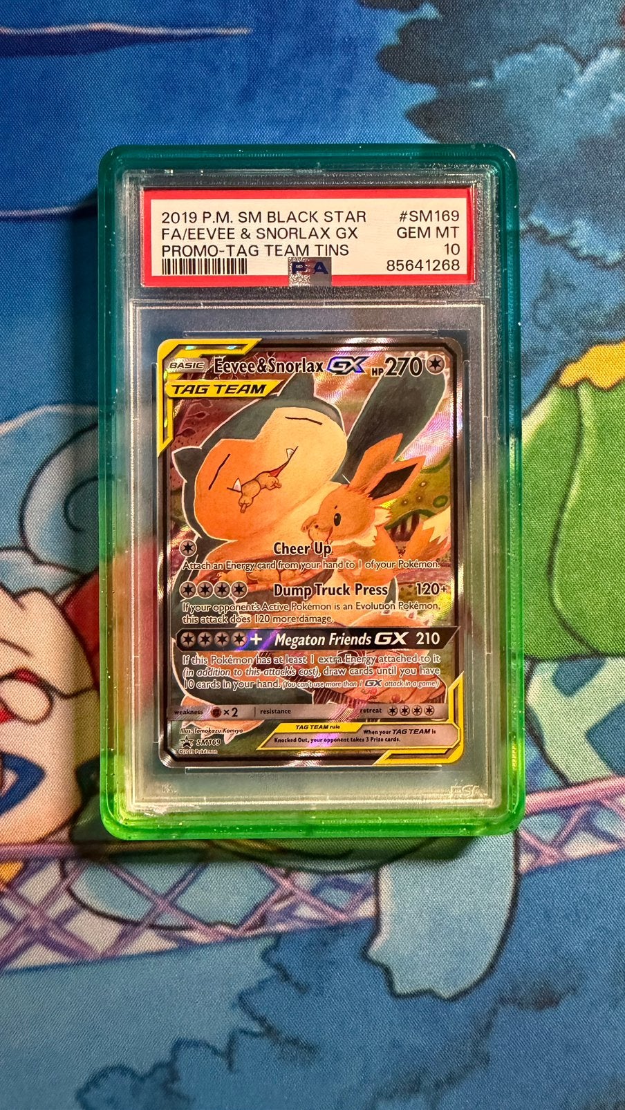 Eevee Snorlax Tag Team SM169 PSA10, Hobby en Vrije tijd, Verzamelkaartspellen | Pokémon, Ophalen, Nieuw, Overige typen, Foil